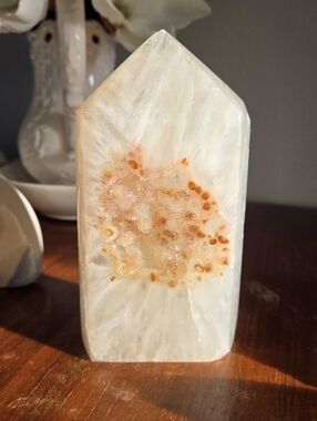 Polished Quartz Brown Druzy Tower